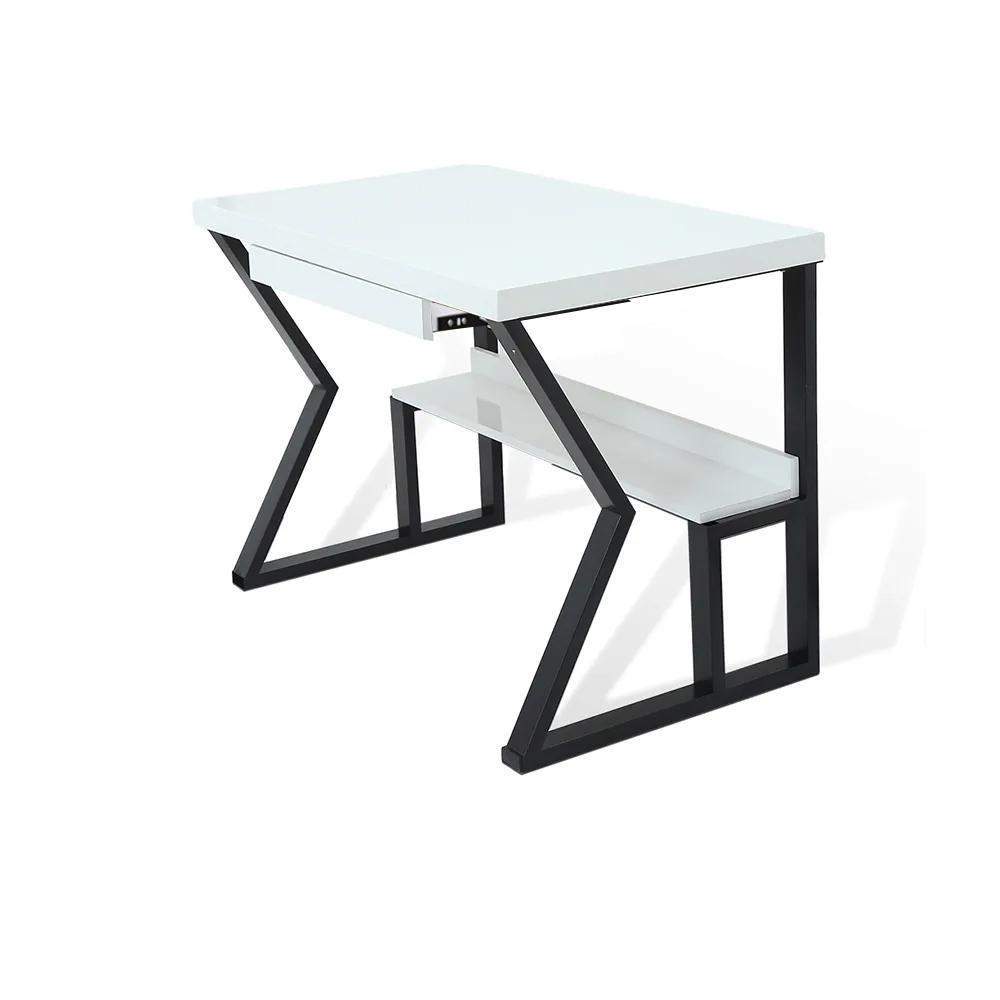 39" White Rectangular Writing Desk Computer Desk with Shelf & Drawer-Desks,Furniture,Office Furniture