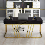 Black Rectangular Writing Desk Modern Computer Desk Manufactured Wood in Gold-Desks,Furniture,Office Furniture