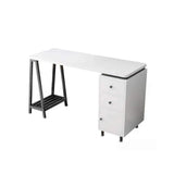 Black 47.2" Rectangular Desk with Drawers & Shelf Writing Desk Metal Legs-Desks,Furniture,Office Furniture