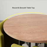 Table à manger en bois rond 4 places en bois Round Chaies rembourrées jaunes pour balcon de coins Nook