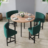 Juego de mesa de comedor anidada redonda de madera de 40" para 4 sillas tapizadas en verde