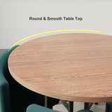 40" Round Wooden Nesting Dining Table Set for 4 Green Upholstered Chairs