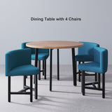Table à manger 40 "Round Wooden 4 personne avec chaises rembourrées bleues pour balcon de coins Nook
