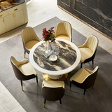 Postmodern Luxury Household 8-person 59 Inch Marble Round Dining Table