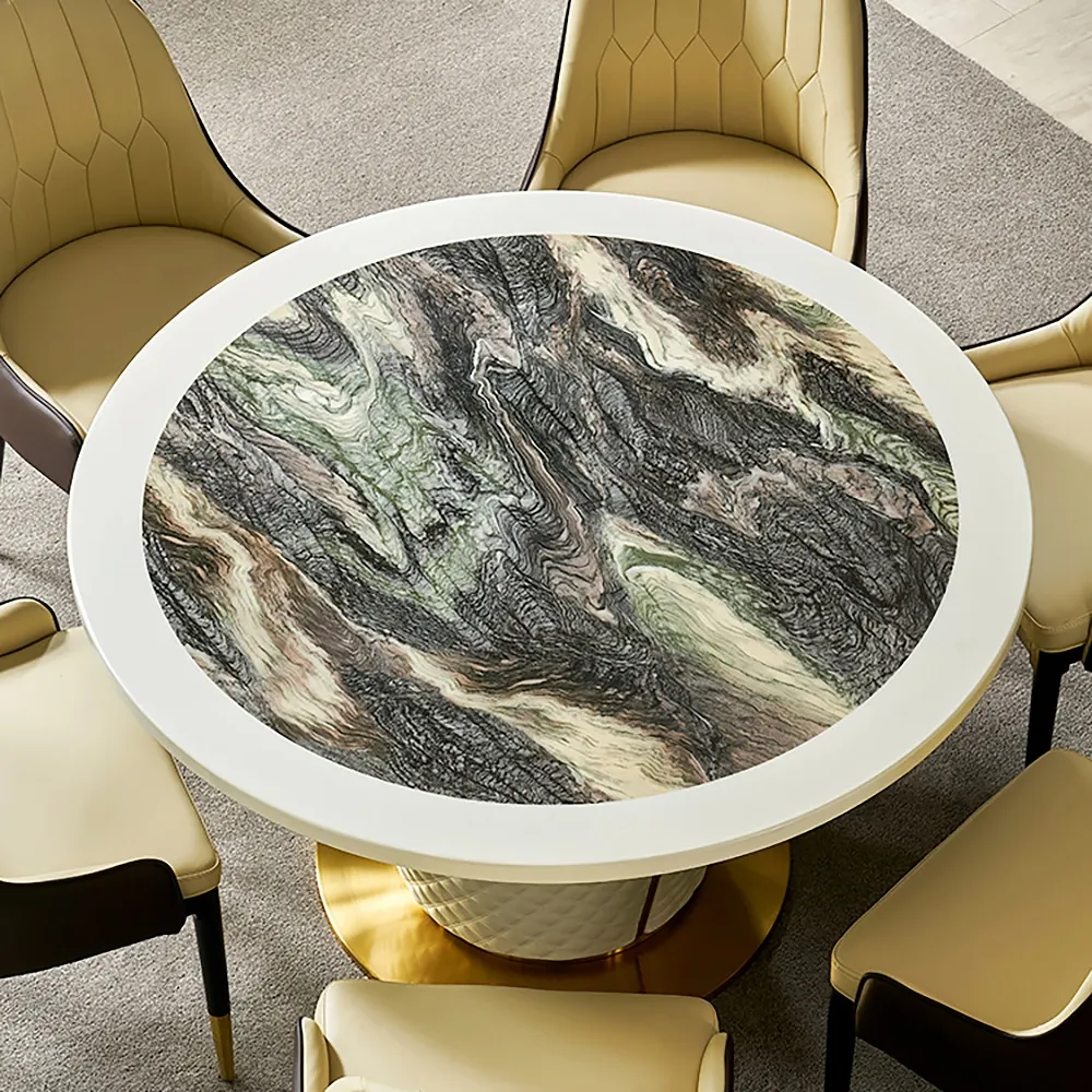 Postmodern Luxury Household 8-person 59 Inch Marble Round Dining Table