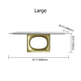 70.9" White and Gold Dining Table Rectangular Stone Tabletop