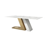 71 "6石の上＆ステンレス鋼の台座のための白い長方形モダンダイニングテーブル