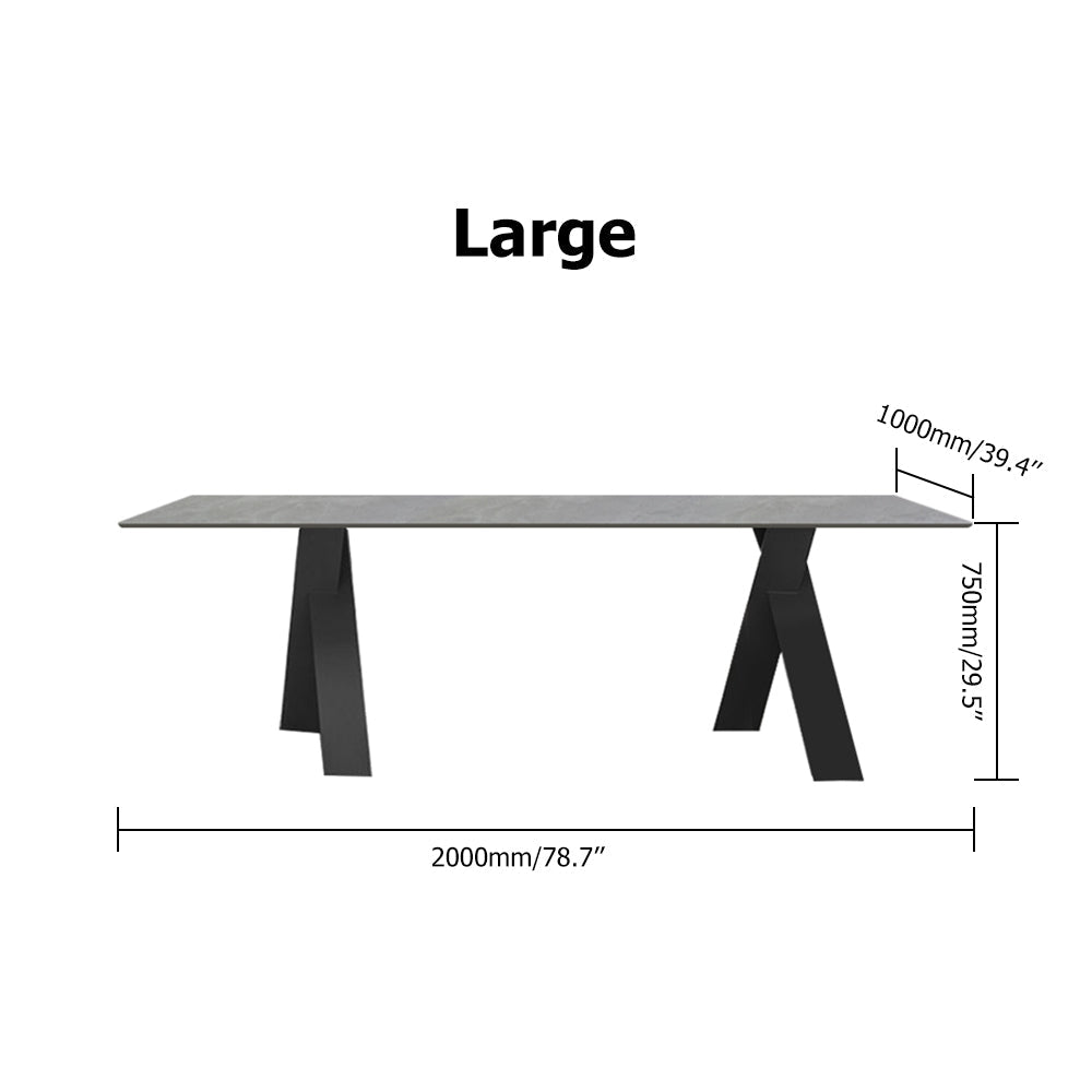 63" Gray Faux Marble Rectangle Modern Dining Table Black X-Base