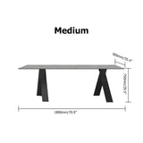 Mesa de comedor moderna rectangular de mármol sintético gris de 63" con base en X negra