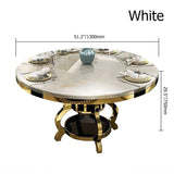 51.2" Modern Round Dining Table Marble Top & Stainless Steel Pedestal in White
