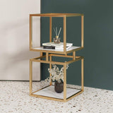 Modern Simple Gold Cube Bookcase with Metal Tower Display Shelf-Bookcases &amp; Bookshelves,Furniture,Office Furniture