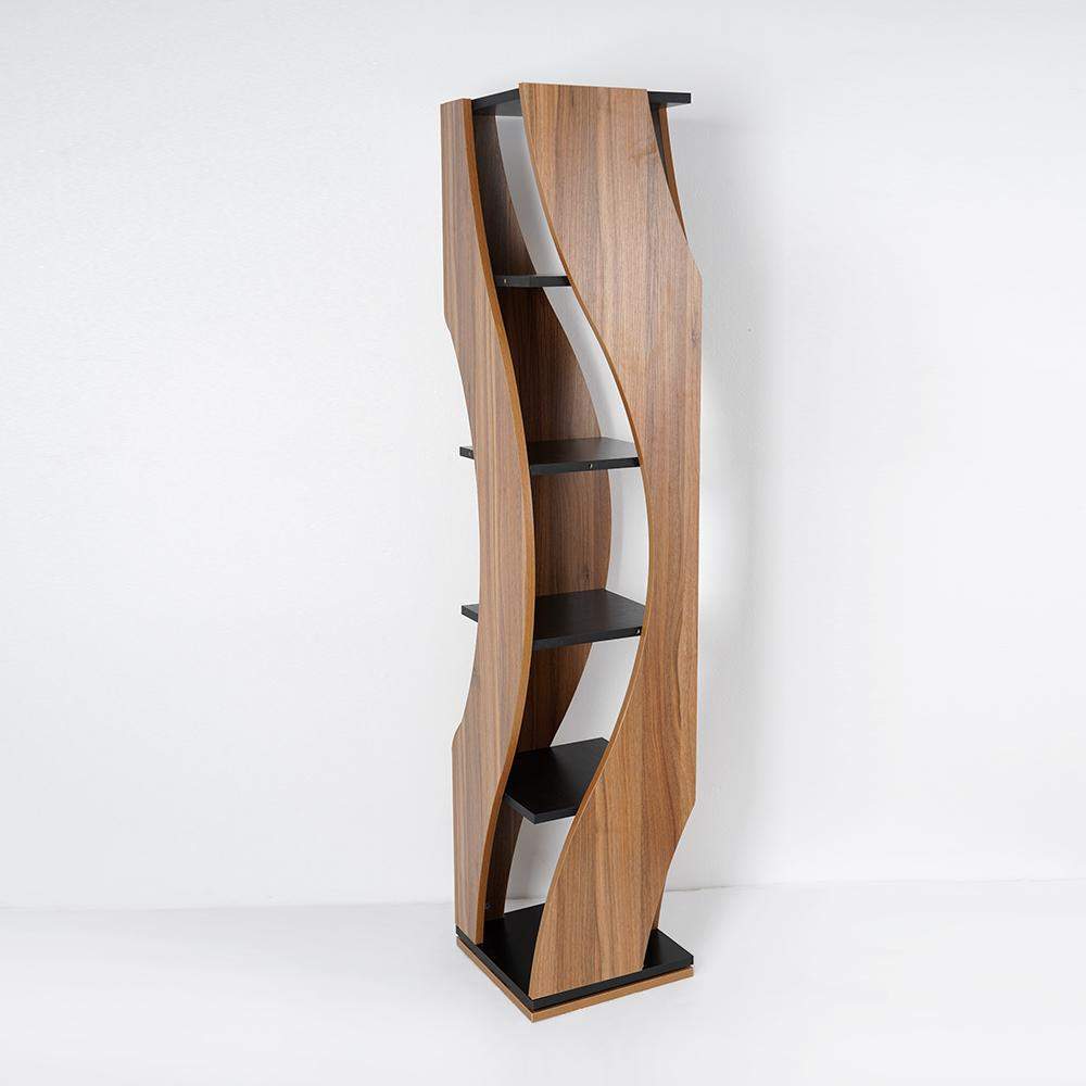 5-Tier Geometric Tall Bookshelf Curved Shape Bookcase-Bookcases &amp; Bookshelves,Furniture,Office Furniture