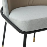 Chaise de salle à manger à coussin en lin rembourré moderne Chaise de salle à manger grise avec ensemble d'accoudoirs de 2