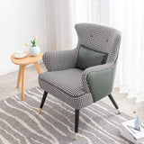 Green Cotton Linen Houndstooth Side Chair with Gold Legs-Richsoul-Chairs &amp; Recliners,Furniture,Living Room Furniture