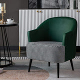 Modern Houndstooth Accent Chair Arm Chair in Green with Linen Upholstery-Richsoul-Chairs &amp; Recliners,Furniture,Living Room Furniture