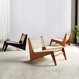 Rattan and Wood Lounge Chair Accent Chair in Walnut-Richsoul-Chairs &amp; Recliners,Furniture,Living Room Furniture
