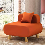 Moderner orangefarbener Stuhl mit Baumwoll- und Leinenbezug und Kissen inklusive