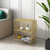 Gold Modern Metal Mesh Standard Bookshelf 2-Tier Shelf-Bookcases &amp; Bookshelves,Furniture,Office Furniture