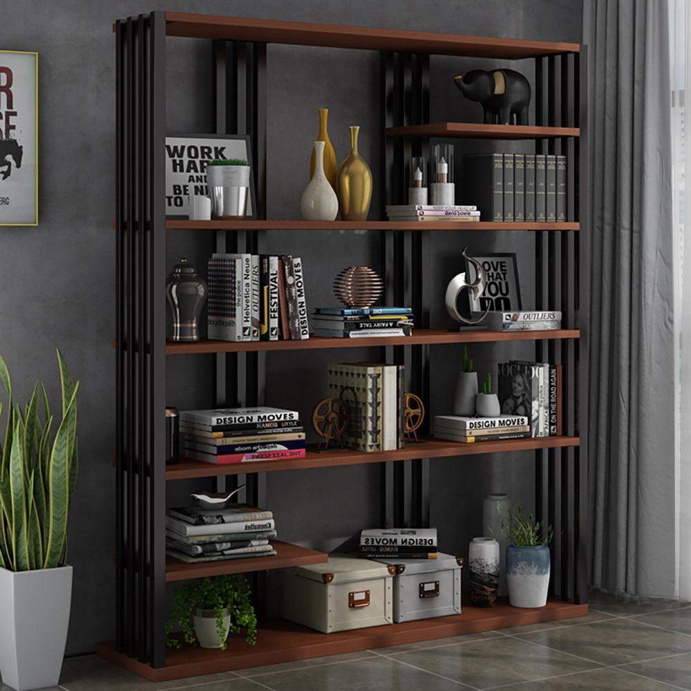 78 Modern Steel Etagere Bookshelf Display Shelving 6-Shelf in Black Tall Book Shelf