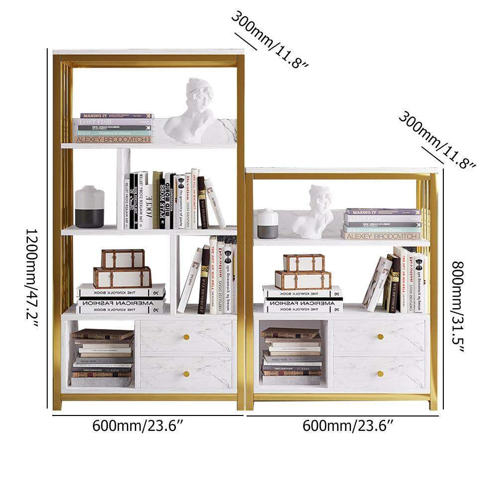 Luxury Rectangle Etagere Bookshelf with 2 Drawers-Bookcases &amp; Bookshelves,Furniture,Office Furniture