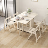 Juego de mesa de comedor plegable extensible rectangular de madera maciza rústica de 55 ", 67" con almacenamiento en nogal, natural, blanco