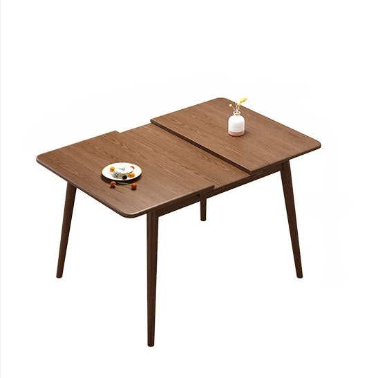 53" Modern Rustic Solid Wood Rectangle Minimalist Extendable Folding Dining Table In Walnut/Natural
