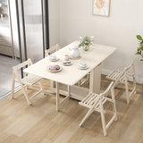 55",67" Rustic Solid Wood Rectangle Extendable Folding Dining Table Set with Storage In Walnut,Natural,White
