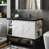 27,6-Zoll-Badezimmer-Waschtisch aus Kunstmarmor, wandhängend, mit oberem Stein-Schiefer-Gefäß und Waschbecken
