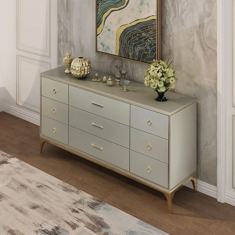 G-LEAF Sideboard Kommode – Vintage Boho Stil, 74,5x32x70 Cm, Mit 2 Türen & Metallbeinen