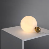1-Light White Globe Table Lamp with Gold Globe Base