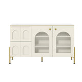 47" Modern White Arch Sideboard Buffet with 2 Doors & Drawers Carved Credenza