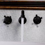 Chester Klassisches Design Wandmontage Antik Schwarz Waschbecken Wasserhahn Doppel Kreuzgriff Massivem Messing