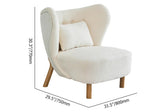 Chaise de chaise de laine de laine d'agneau blanche en bois à ossature en bois