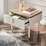 Moderner weißer Nachttisch Moderner Nachttisch aus Holz mit Schublade in Gold