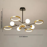 8-Light Chandelier Warm Ceiling Light with Glass Shade