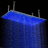 20"x40" Modern Luxurious Stainless Steel Rectangle LED Ceiling Mounted Rain Shower Head in Brushed Nickel