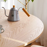 Mesa de comedor pequeña redonda Farmhouse de 35" para 4 personas de madera de pino natural