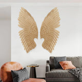 Juego de arte para el hogar con decoración de pared de ala dorada de lujo de 2 piezas