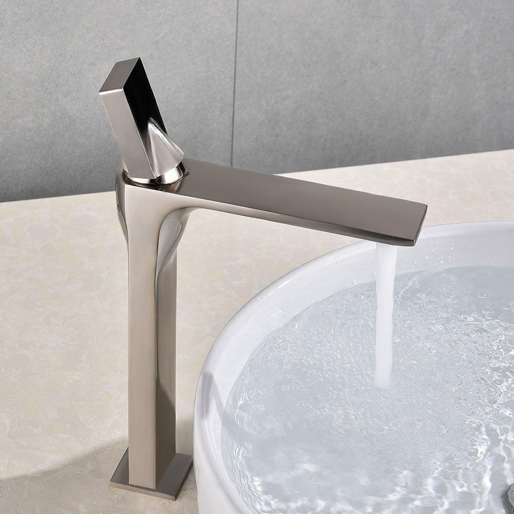 Utop Modern Innovative Design Single Hole 1-Handle Bathroom Vessel Sink Faucet in Brushed Nickel Solid Brass