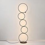 Lampe à lampe à LED noire à 5 rings de nouveauté lampe debout dimmable