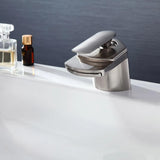 Modern 1-Hole Waterfall Bathroom Sink Faucet Single Handle in Brushed Nickel Solid Brass