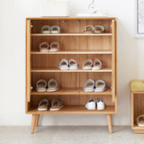 Cabinet de rangement de chaussures naturelles de ferme Roard 2 portes et 4 étagères Armoire à chaussures d'entrée