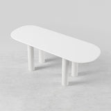 71" 楕円形の白いダイニング テーブル 4 台の台座 8 人掛けのダイニング ルーム テーブル