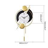 ゴールドの振り子を備えたモダンな独特の金属製壁掛け時計