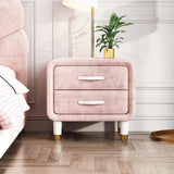 Modern Pink Velvet Nightstand with 2 Drawers Bedroom