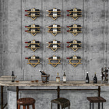 Rack de bouteille à vin mural en or 6 pièces 12 bouteilles en métal suspendu.