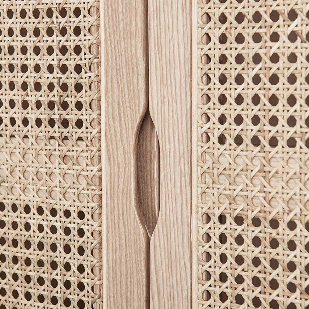Cottage 2-Door Rattan Closet with Hidden Drawer Natural Woven Cabinet ...