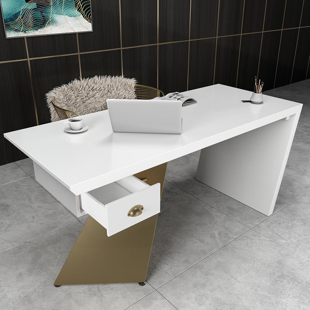 63 Modern Office Desk with Drawer Writing Desk with Abstract