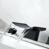 Grop Matte Black Waterfall Widespread Bathroom Sink Faucet Double Knobs