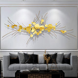 Luxuriöse geometrische Wanddekoration aus Metall mit geschwungenen Linien für Zuhause, Kunst in Gold